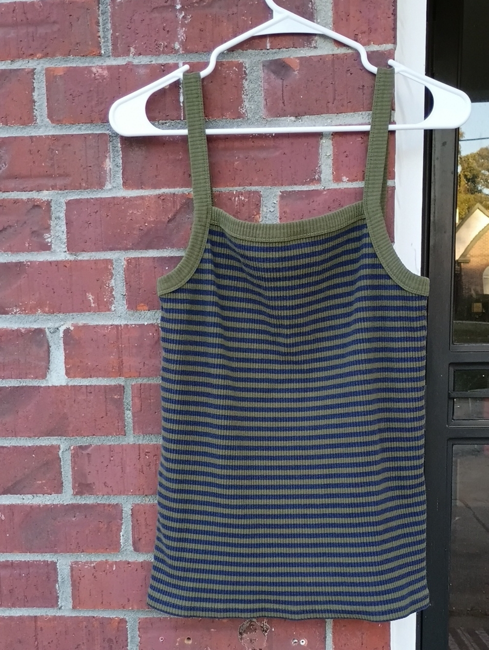 Old Navy Olive and Navy Ribbed Striped Tank